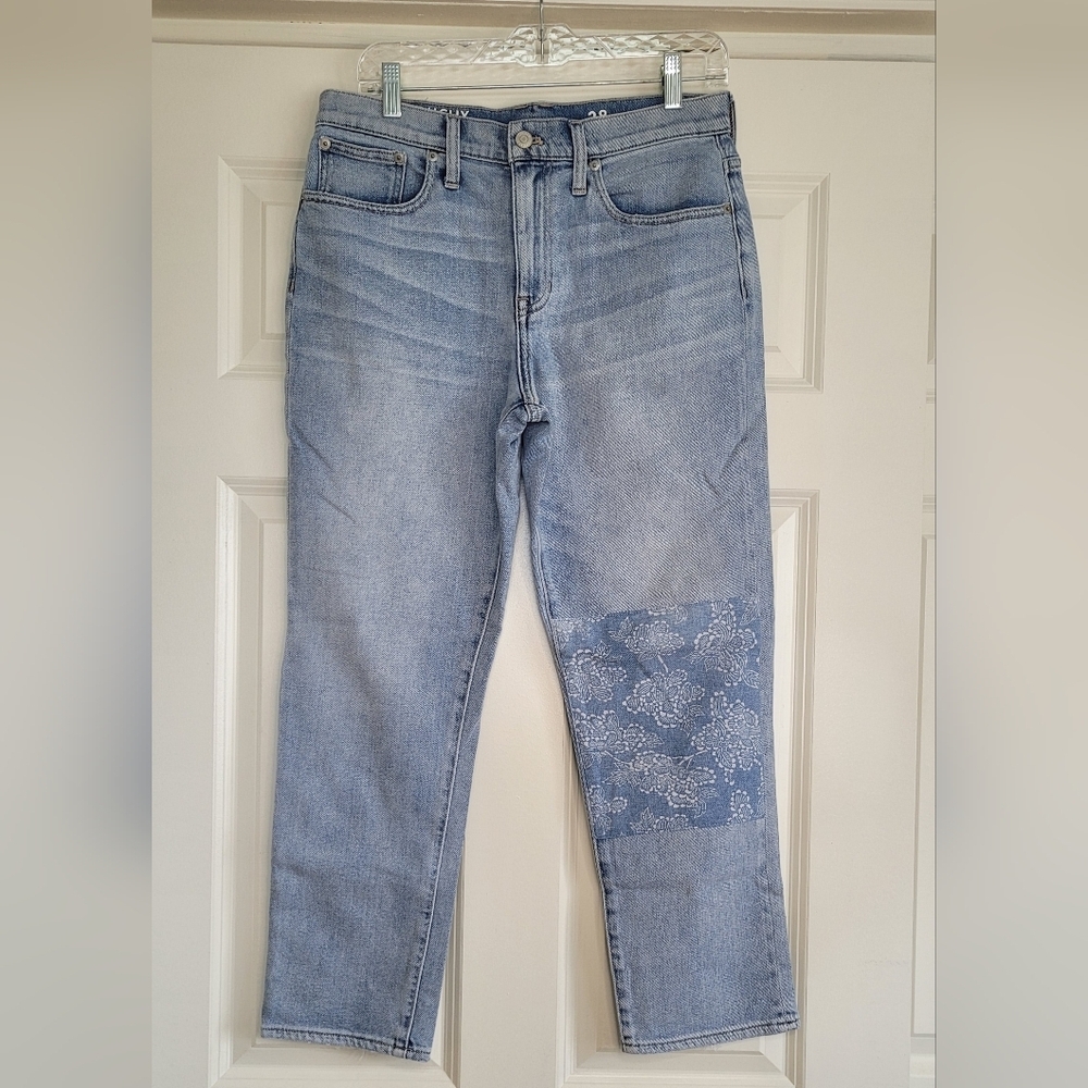 J. Crew Slouchy Boyfriend Jean in 'Norwich' Wash with Bandana Patch - Size 28
